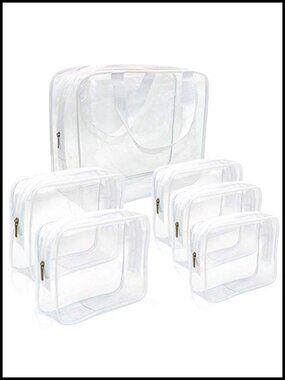 6 Pack Clear Makeup Bags TSA Approved Toiletry Bag Set Travel Organizer